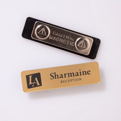 Engraved hotel name badge small standard