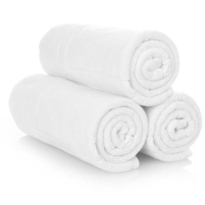 Clean white towels isolated on white